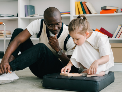 autistic child and teacher